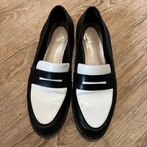 Porte & Paire Black and white Leather loafers